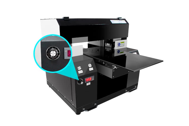 Regulación de la potencia de la luz UV para lograr diferentes velocidades de impresión.