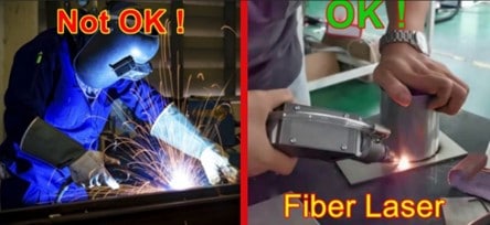 comparativa de soldadora comun con soldadora de laser de fibra manual