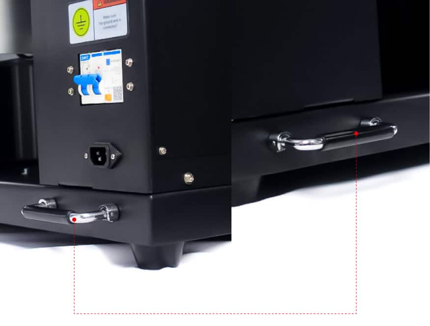 impresora uv con estructura con manijas para transporte