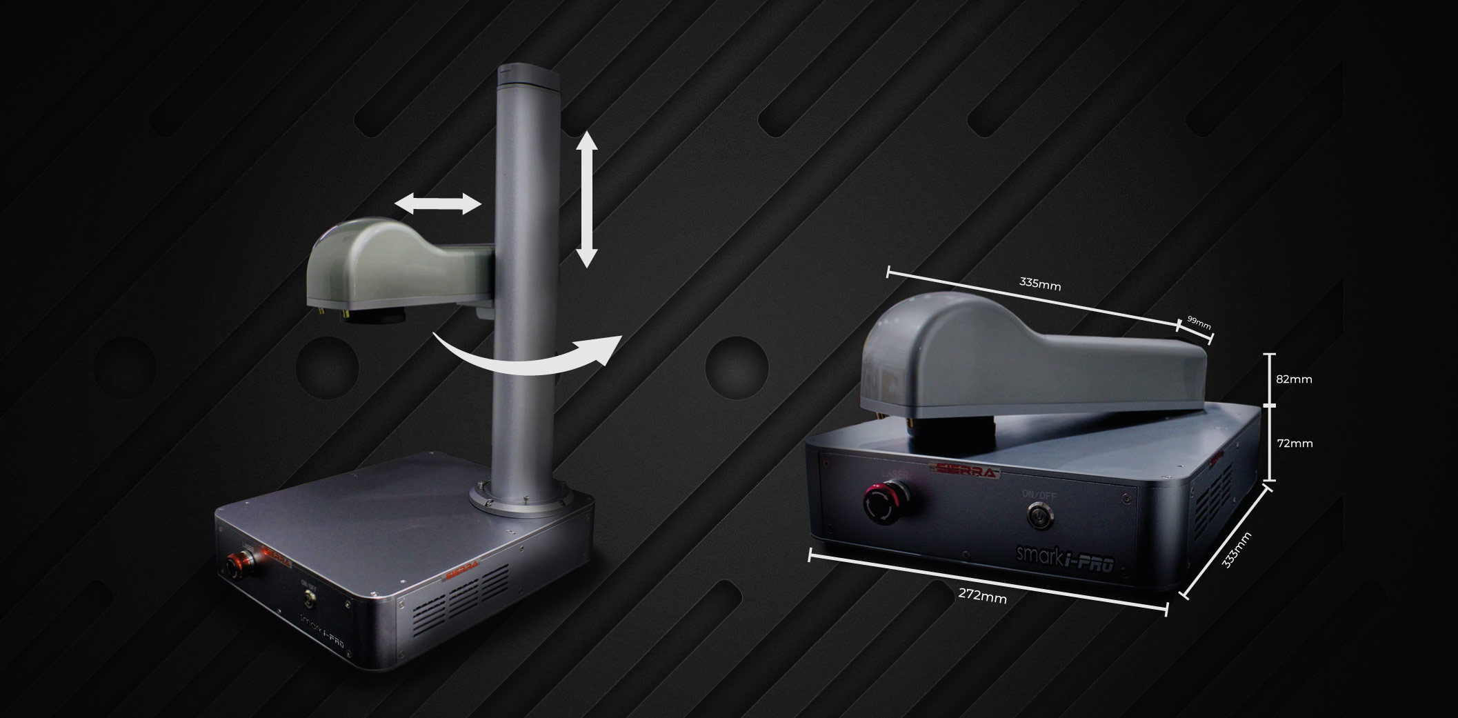 grabadora laser cabezal multidimensional medidas para transportar